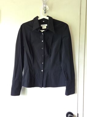 Vertigo sz S Bkack Long Sleeves Wide Cuffs Button Down Shirt Blouse